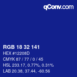 Color code: RGB 18 32 141 | qconv.com