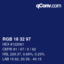 カラーコード: RGB 18 32 97 | qconv.com