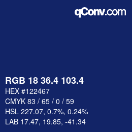 カラーコード: RGB 18 36.4 103.4 | qconv.com