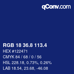 カラーコード: RGB 18 36.8 113.4 | qconv.com