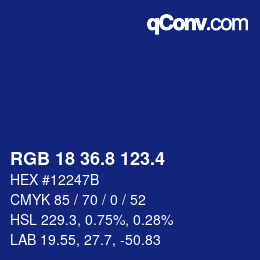 カラーコード: RGB 18 36.8 123.4 | qconv.com