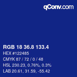 カラーコード: RGB 18 36.8 133.4 | qconv.com