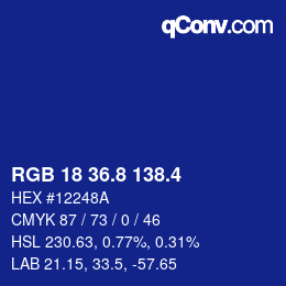 カラーコード: RGB 18 36.8 138.4 | qconv.com