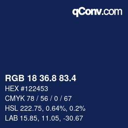 カラーコード: RGB 18 36.8 83.4 | qconv.com