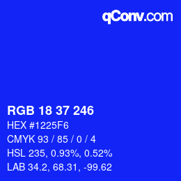 Color code: RGB 18 37 246 | qconv.com