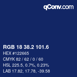 カラーコード: RGB 18 38.2 101.6 | qconv.com