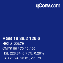 カラーコード: RGB 18 38.2 126.6 | qconv.com