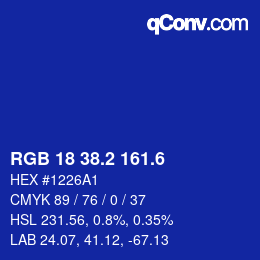 カラーコード: RGB 18 38.2 161.6 | qconv.com