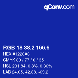 カラーコード: RGB 18 38.2 166.6 | qconv.com