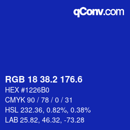 カラーコード: RGB 18 38.2 176.6 | qconv.com