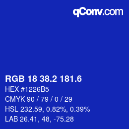 カラーコード: RGB 18 38.2 181.6 | qconv.com