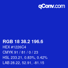 カラーコード: RGB 18 38.2 196.6 | qconv.com
