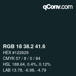 カラーコード: RGB 18 38.2 41.6 | qconv.com