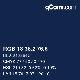 カラーコード: RGB 18 38.2 76.6 | qconv.com