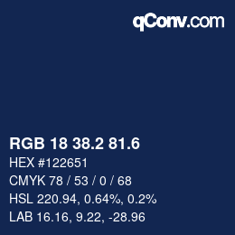 カラーコード: RGB 18 38.2 81.6 | qconv.com