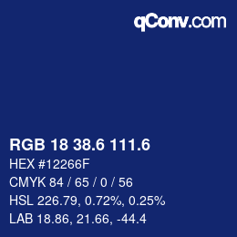 カラーコード: RGB 18 38.6 111.6 | qconv.com