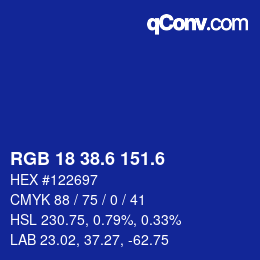 カラーコード: RGB 18 38.6 151.6 | qconv.com