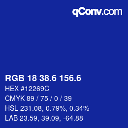 カラーコード: RGB 18 38.6 156.6 | qconv.com