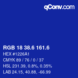 カラーコード: RGB 18 38.6 161.6 | qconv.com