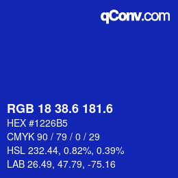 カラーコード: RGB 18 38.6 181.6 | qconv.com
