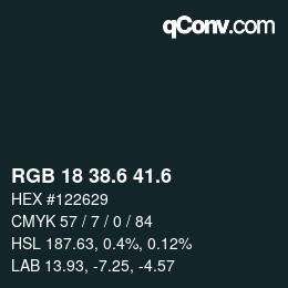 カラーコード: RGB 18 38.6 41.6 | qconv.com
