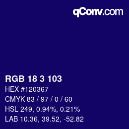 カラーコード: RGB 18 3 103 | qconv.com