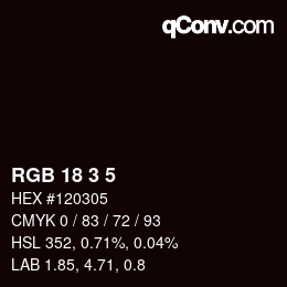 カラーコード: RGB 18 3 5 | qconv.com