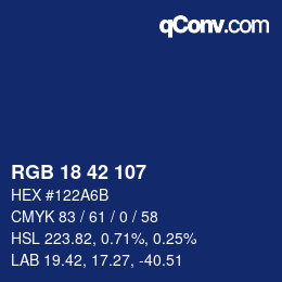 カラーコード: RGB 18 42 107 | qconv.com