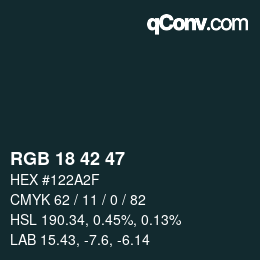 カラーコード: RGB 18 42 47 | qconv.com