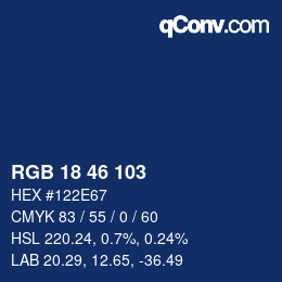 Color code: RGB 18 46 103 | qconv.com