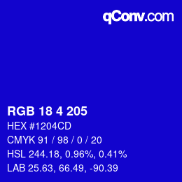 颜色代码: RGB 18 4 205 | qconv.com