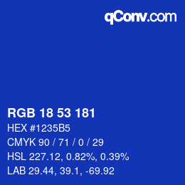 Color code: RGB 18 53 181 | qconv.com