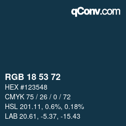 Color code: RGB 18 53 72 | qconv.com