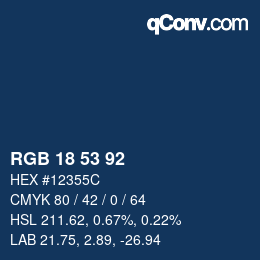 カラーコード: RGB 18 53 92 | qconv.com