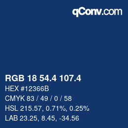 カラーコード: RGB 18 54.4 107.4 | qconv.com