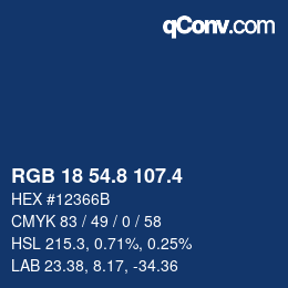カラーコード: RGB 18 54.8 107.4 | qconv.com