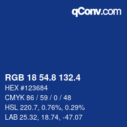 カラーコード: RGB 18 54.8 132.4 | qconv.com