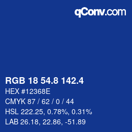 カラーコード: RGB 18 54.8 142.4 | qconv.com