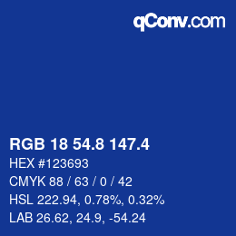 カラーコード: RGB 18 54.8 147.4 | qconv.com
