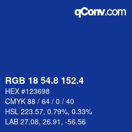 カラーコード: RGB 18 54.8 152.4 | qconv.com