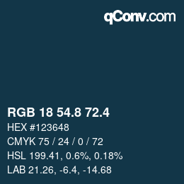 カラーコード: RGB 18 54.8 72.4 | qconv.com