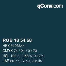 Color code: RGB 18 54 68 | qconv.com