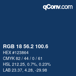 カラーコード: RGB 18 56.2 100.6 | qconv.com