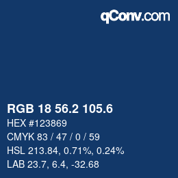 カラーコード: RGB 18 56.2 105.6 | qconv.com