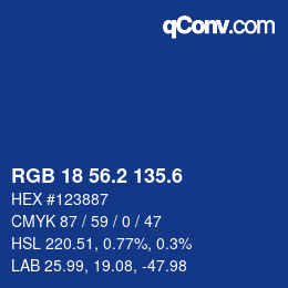 カラーコード: RGB 18 56.2 135.6 | qconv.com