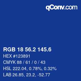 カラーコード: RGB 18 56.2 145.6 | qconv.com