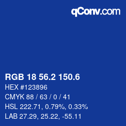 カラーコード: RGB 18 56.2 150.6 | qconv.com