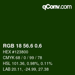 カラーコード: RGB 18 56.6 0.6 | qconv.com