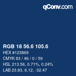 カラーコード: RGB 18 56.6 105.6 | qconv.com