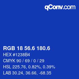カラーコード: RGB 18 56.6 180.6 | qconv.com